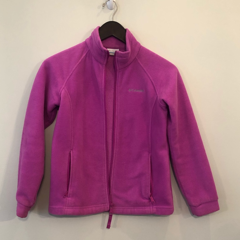 Girls M pink Columbia zippered fleece jacket